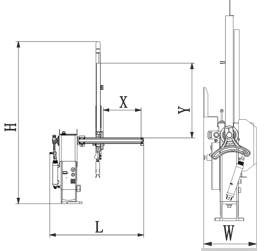 ROV eries In Mold Robot - Key to Table of Models / Dimensions